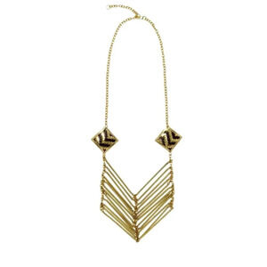 Boho Glam Brass & Bead Necklace NEW